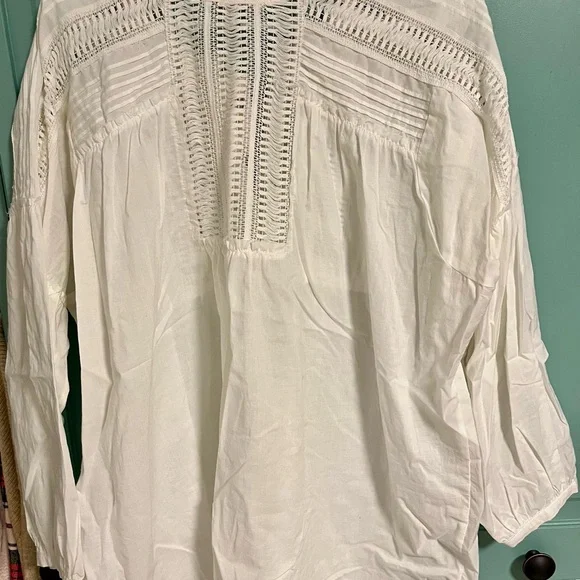 Anthropologie Cream Button-Down Blouse - Picture 3 of 3